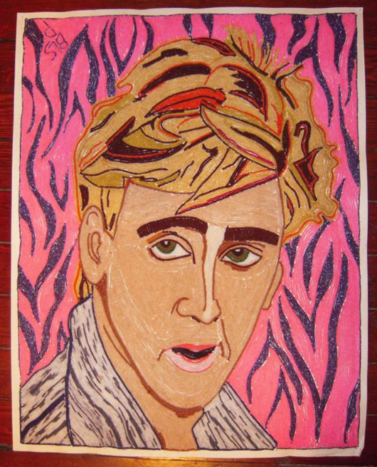 nic cage yarn art